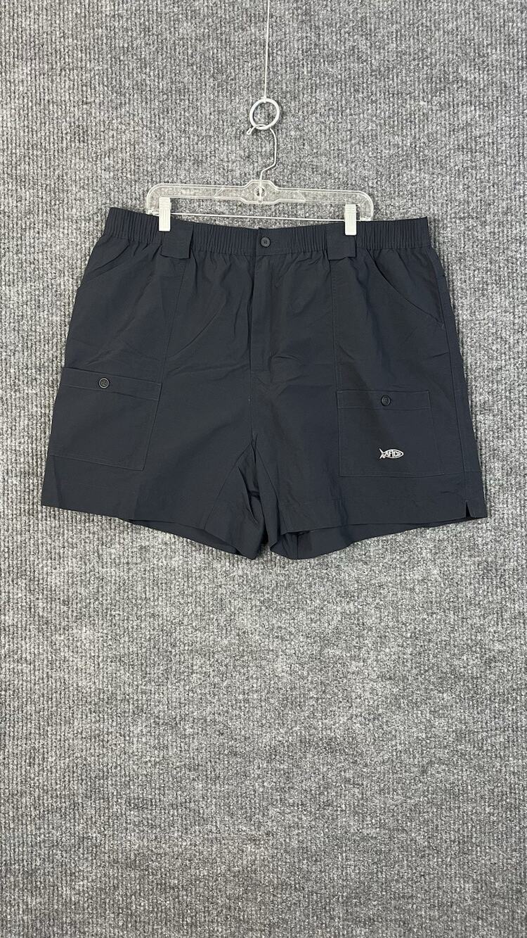 Aftco Original Fishing Shorts Mens 44 Black Pull On Nylon Angler Outdoor Pockets